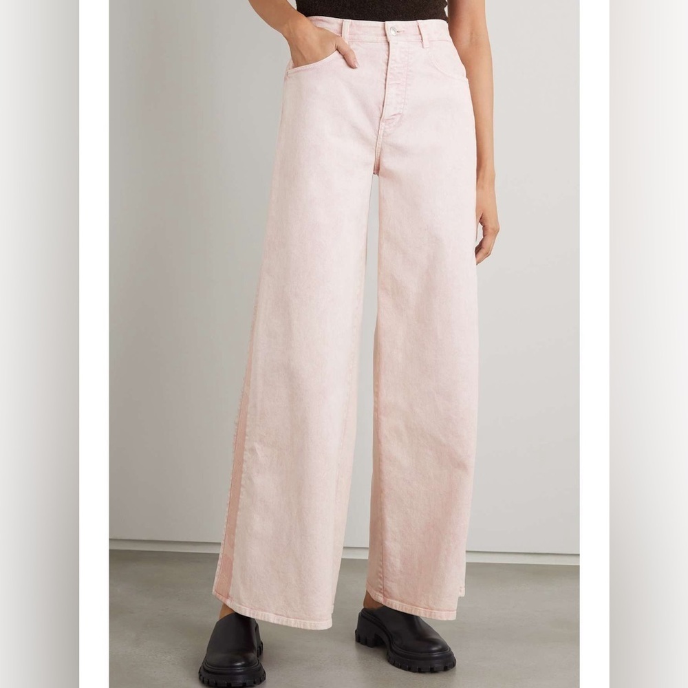 STELLA MCCARTNEY
Canvas-trimmed high-rise wide-leg jeans